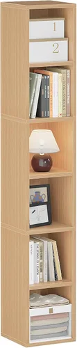 Vista 12 de ALISENED Estantería estrecha de 6 niveles de 70.8 pulgadas de alto, estantería de esquina de madera con 6 estantes, organizador de almacenamiento