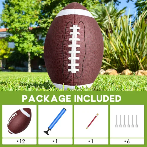 Vista 6 de jiaonun Youth Size 6/Official Size 9 Footballs Bulk, Inflatable with Pump for Youth, Junior, Adult, College, High School, Regulation Size Football