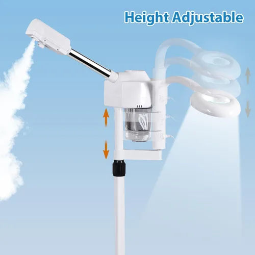 Vista 7 de 2 en 1 vapor facial 5X lámpara de aumento - Máquina de spa de ozono caliente, salón de cara de niebla equipo de cuidado de la piel de belleza