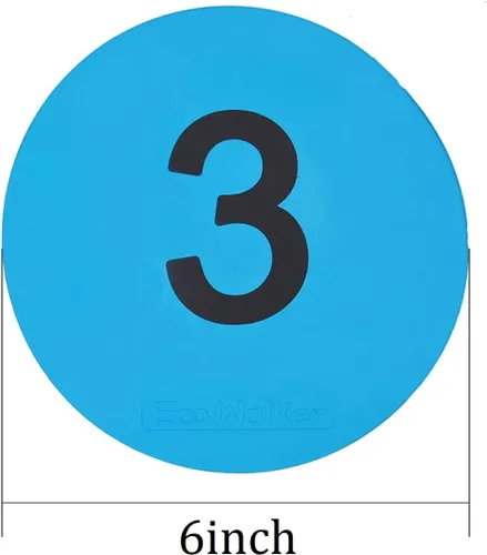 Vista 2 de Marcadores de puntos numerados de 6 pulgadas, material TPE antideslizante para el suelo, impermeable, para marcas de campo y cancha, fitness