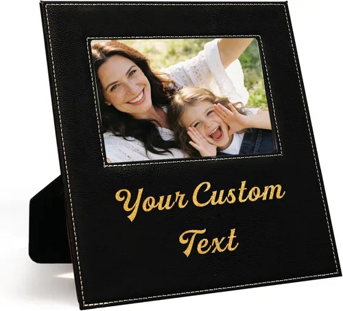 Vista 7 de Marco de fotos personalizado grabado con láser, marco de madera de 7 x 5 pulgadas, marco de fotos de madera personalizado, cualquier texto de regalo