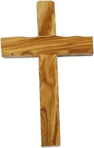 Vista 15 de Bethlehem Gifts TM Cruz de madera de olivo de Belén, tallada a mano, crucifijo (Crucifijo de Benedicto, 15 cm)