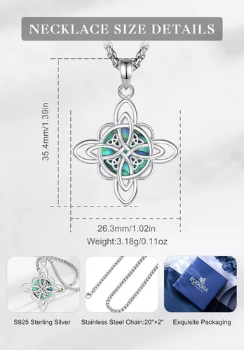 Vista 7 de EUDORA Collar de plata de ley S925 con nudo de brujas con tetragrammaton pentagrama, rueda de Hekate, Lilith Moon Witchy colgante para mujer