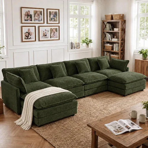 Vista 52 de Tmsan Chenille Cloud - Juego de sofá y silla, color beige y blanco Blanco beige