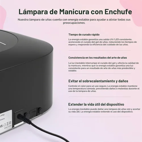 Vista 6 de Lámpara de uñas UV LED Lavinda, luz UV de 54W para esmalte de gel acrílico, lámpara de gel profesional con sensor automático, secador de uñas