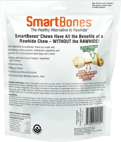 Vista 2 de SmartBones - Huesos para perros sin cuero crudo, sabor de camote Sweet Potatoes & Vegetables, Supports Healthy Teeth & Gums, Vitamins & Minerals