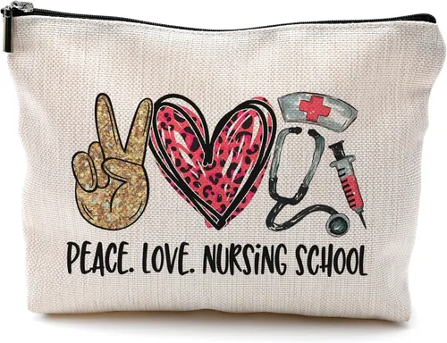 Vista 9 de Bolsas de maquillaje para enfermeras - Bolsas de cosméticos con cremallera para mujeres y estudiantes de enfermería Un estilo-enfermera-blanco