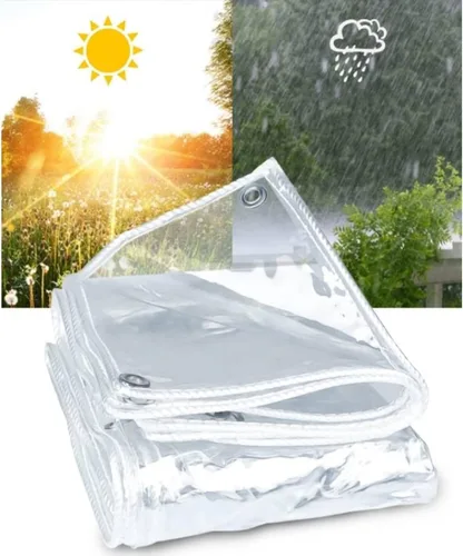 Vista 5 de Cortina de exterior para pérgola multifuncional de PVC transparente resistente al viento, lámina de plástico aislante para camping, coches