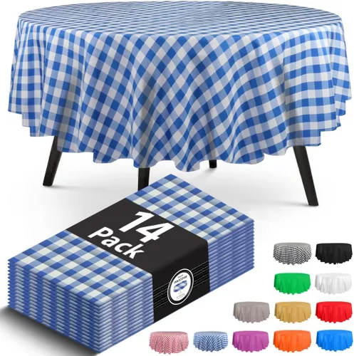 Vista 20 de Paquete de 14 manteles de plástico desechables rectangulares negros de 54 x 108 pulgadas - Cubiertas decorativas lisas para fiestas, bodas