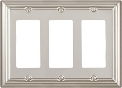 Vista 24 de Switch Plates Outlet Covers, 1-Pack Metal Wall Plate, Black Finish Midsize 1 Toggle 1 Decorator Combo Wall Plate, Ideal for GFCI Outlets, Light