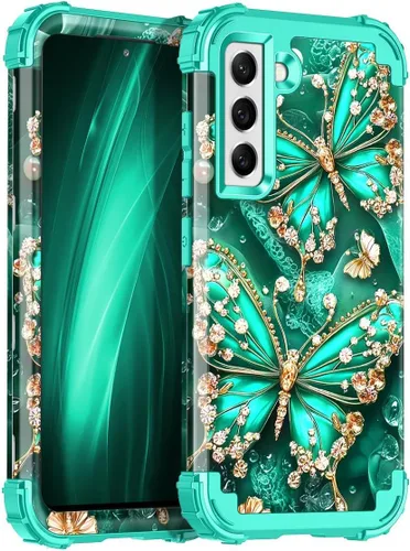 Vista 88 de Miqala Funda para Galaxy S21 FE 5G, brilla en la oscuridad, tres capas, resistente, protección a prueba de golpes, parachoques de plástico