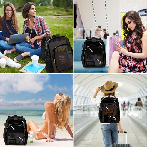 Vista 7 de HEEYA Mochila transparente resistente para seguridad, deportes, trabajo, viajes, estadio