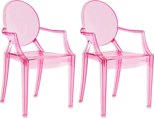 Vista 11 de JOON Paquete de 2 sillas fantasma para niños con reposabrazos transparentes, 25 x 13 x 14.5 pulgadas, material de policarbonato, altura del asiento