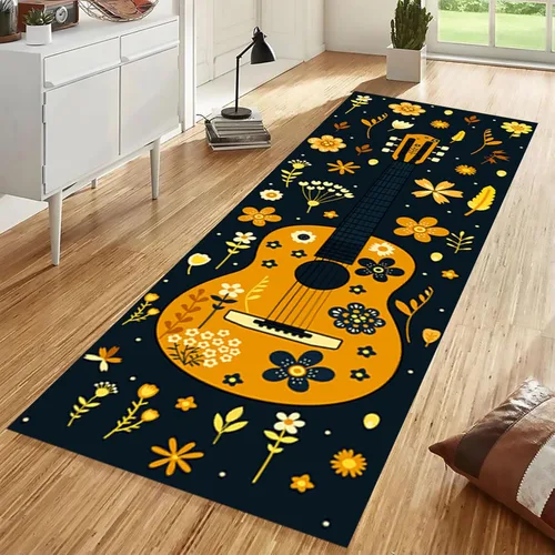 Vista 11 de Alfombra antideslizante de 1.3 x 7 pies, diseño de piano, para amantes de la música, color negro y blanco, alfombra de pasillo para sala de estar