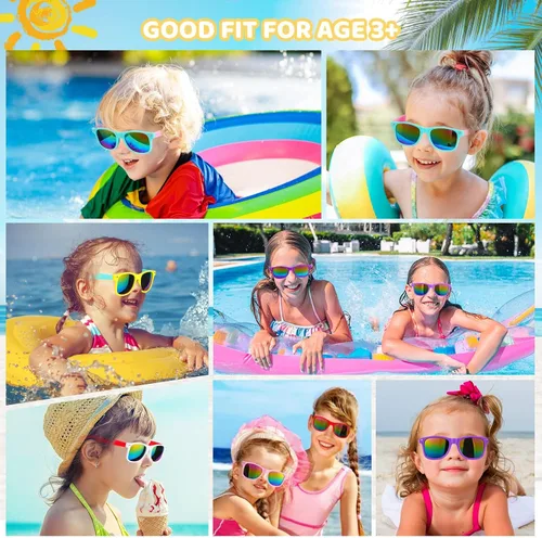 Vista 3 de SCIONE Paquete de 24 lentes de sol para niños, regalos de fiesta de cumpleaños, graduación, fiesta de playa, piscina, regalos de San Valentín