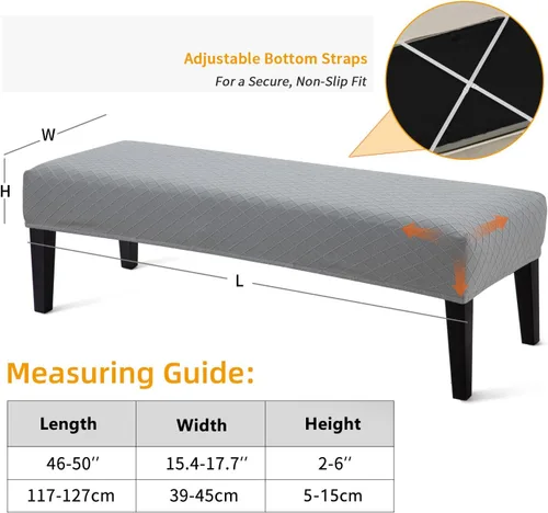 Vista 3 de YISUN - Fundas impermeables para banco de comedor, funda elástica de jacquard para banco, antipolvo, desmontable, lavable, protector de asiento