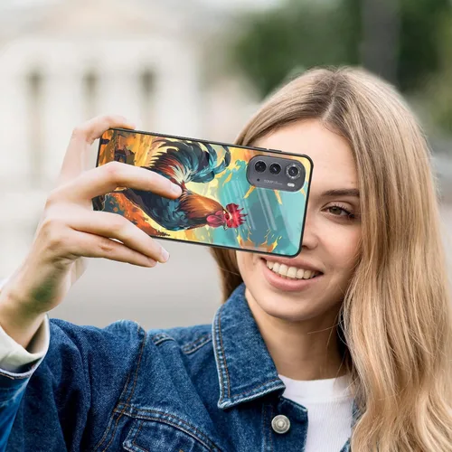 Vista 6 de Funda para Motorola Moto Edge 2022, cubierta trasera de vidrio templado con protector de pantalla, funda protectora a prueba de golpes para Motorola