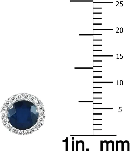 Vista 2 de Aretes de tuerca de diamantes naturales y piedras preciosas genuinas de 0.197 in en oro blanco de 14 quilates