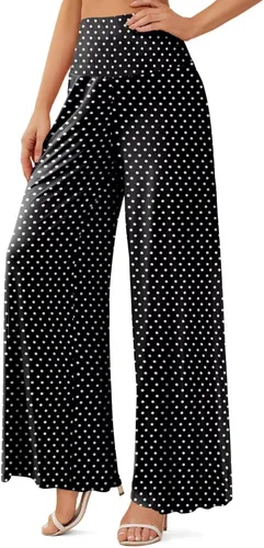 Vista 2 de JZC Pantalones de descanso estilo palazzo para mujer, elásticos, de pierna ancha, informales, cómodos, de tiro alto, holgados, tallas S - 3XL