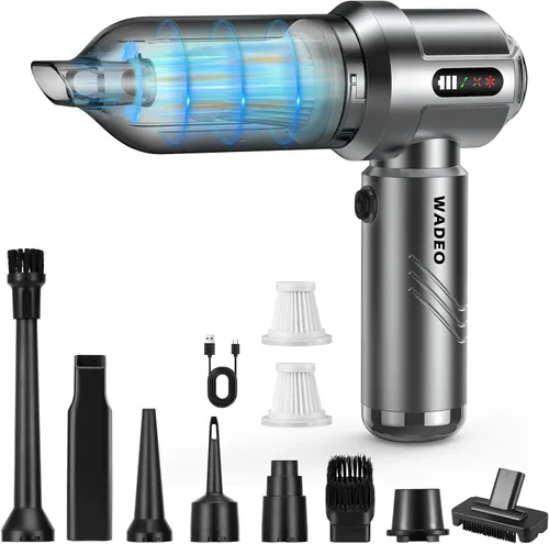 Vista 9 de WADEO Aspiradora de mano inalámbrica, 4 en 1 21000 PA sin escobillas para automóvil y 210000 rpm, soplador de aire de batería de 7500 mAh