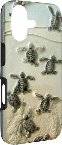 Vista 3 de Funda para iPhone 17, diseño de tortugas marinas color verde bebé