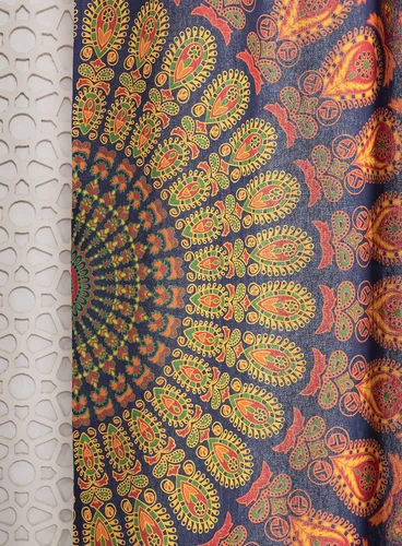Vista 5 de Popular Handicrafts - Paneles de cortina estilo Indio Hippie Bohemio Hermosa Mandala Multicolor Azul Pavo Real