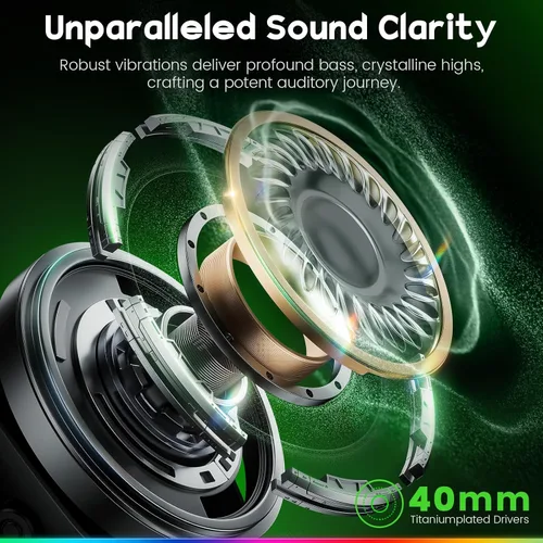 Vista 3 de Auriculares inalámbricos para juegos de 2.4 GHz para PC, PS5, PS4, Switch y Mac, auriculares para juegos de doble modo con Bluetooth 5.4, latencia