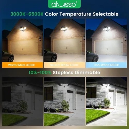 Vista 3 de ALUSSO Luces solares con sensor de movimiento para exteriores de 400 lúmenes, luces de seguridad LED con control remoto, 3 modos