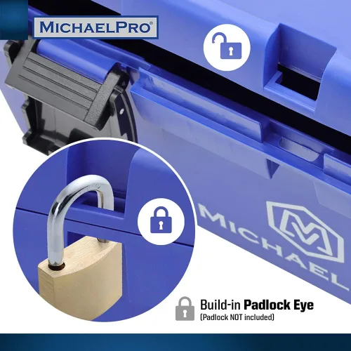 Vista 3 de MichaelPro MP014035 Caja de herramientas de 17 pulgadas Bandeja interior extraíble Estuche de transporte para tornillos, pernos, tuercas