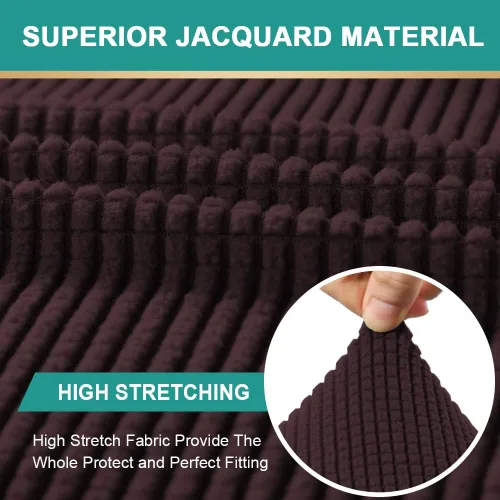 Vista 5 de Funda ajustada para sofá chaise lounge - Doble brazo, funda elástica - Protector de muebles lavable (Marrón, cuadros pequeños)