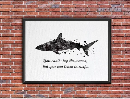 Vista 8 de Dignovel Studios Póster impreso en acuarela DN564 de 8 x 10 pulgadas sin marco con texto en inglés «You Can't Stop the Waves» Learn to Surf