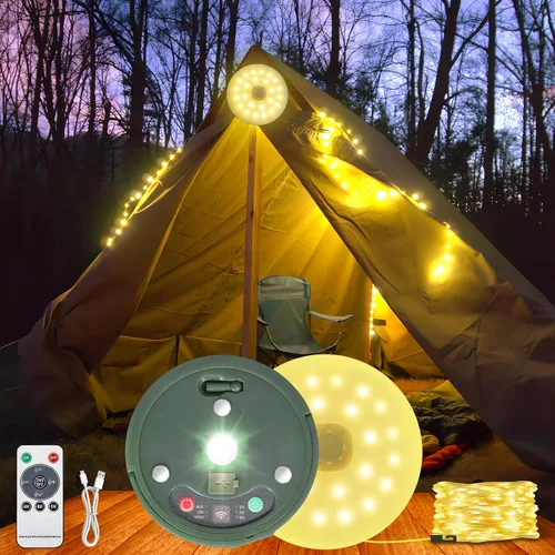 Vista 7 de HELESIN Luz de campamento recargable por USB, impermeable, portátil, plegable, 4 en 1, luces de campamento al aire libre con 8 modos de luces