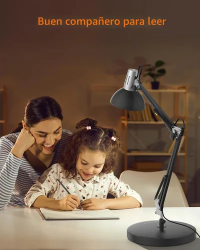 Vista 6 de LEPOWER Lámpara de escritorio ajustable de metal con abrazadera, brazo Negro