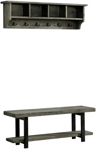 Vista 14 de Alaterre Furniture Perchero Industrial Pomona de 48 Pulgadas Montado en Pared con 6 Ganchos Resistentes y 4 Compartimentos Abiertos, Organizador