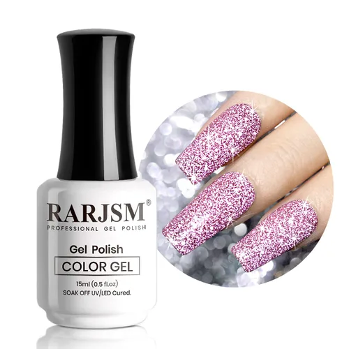 Vista 9 de RARJSM Esmalte de uñas de gel con purpurina verde, esmalte de gel reflectante con destellos de purpurina y diamantes, esmalte de uñas de gel