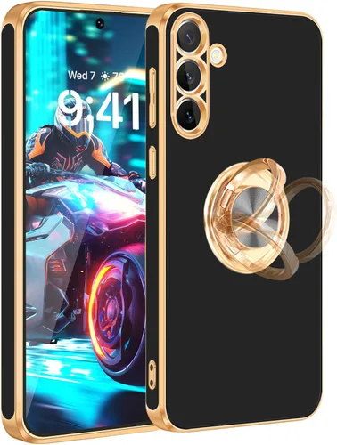 Vista 29 de Fingic Compatible con Samsung Galaxy S22 Funda con Soporte de Anillo, [Soporte de Anillo Giratorio 360° Magnético con Kickstand][Borde Dorado