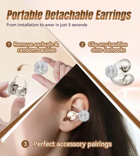 Vista 8 de King Lucky i121 Auriculares Inalámbricos Bluetooth de Oreja Abierta con Clip, con Micrófono, Cancelación de Ruido, Resistente al Agua IPX4