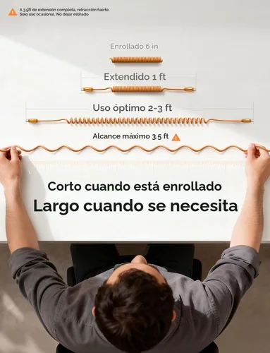 Vista 6 de LISEN Paquete de 2 cables USB C a USB C en espiral de carga rápida de 60 W Naranja
