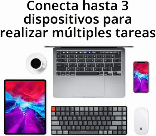 Vista 4 de Keychron Teclado mecánico inalámbrico K3 Ultra-Slim 75% Layout con cable, compacto 84 teclas RGB LED retroiluminado para Mac Windows, interruptor
