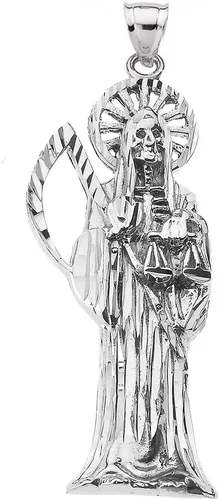 Vista 2 de Colgante de plata de ley con diseño de esqueleto de Santa Muerte