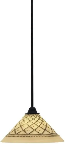 Vista 283 de Toltec Lighting Paramount - Mini colgante de 1 luz en acabado negro mate con cristal de arte perla de 7 pulgadas y estilo negro