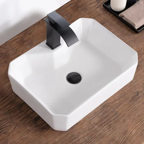 Vista 22 de Lavabo pequeño para baño tipo vasija 11.8"x11.8" pulgadas cuadrado, lavabo de baño de cerámica blanca, lavabos de baño modernos sobre encimera