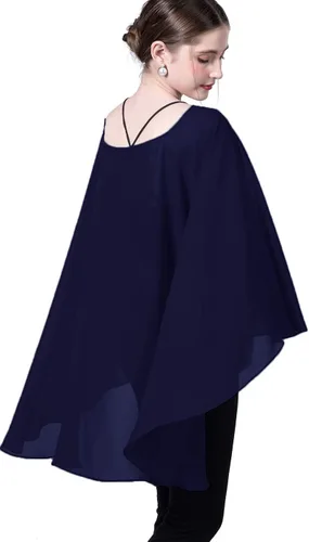 Vista 4 de Baoqiya Capa de gasa transparente capelets larga poncho para mujer talla grande