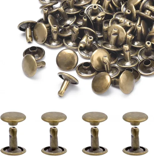 Vista 12 de 400 juegos de remaches para cuero, remaches de cuero de doble tapa redonda de 10 mm, remaches tubulares con punta para correa de bolso, llaveros