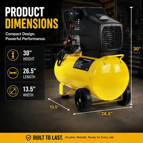Vista 7 de 3.5HP compresor de aire portátil con tanque de 10 galones