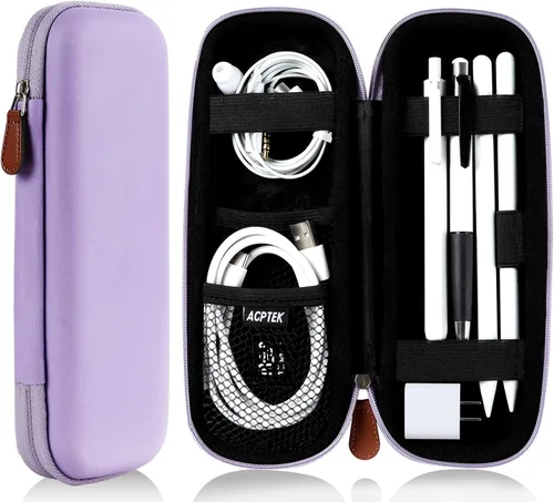 Vista 9 de AGPTEK Soporte para Apple Pencil, bolsa de transporte de cuero duro de PU delgada for Apple Pen Accessories, MP3 Players, USB Cable, Earphone