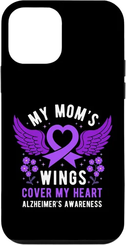 Vista 12 de Funda morada para iPhone 14 My Mom's Wings Cover My Heart Alzheimer's Awareness