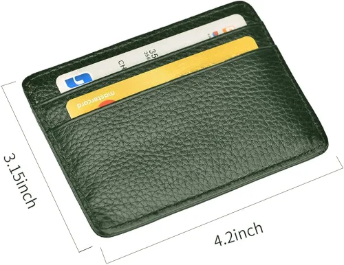 Vista 4 de Tarjetero de crédito, cartera delgada de cuero minimalista con ventana de identificación