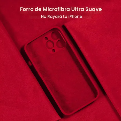 Vista 5 de FireNova Funda diseñada para iPhone 13 Pro Max, funda de silicona [protección de cámara] con [2 protectores de pantalla], forro interior de Rojo