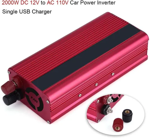 Vista 4 de Kit de inversor de corriente para automóvil, 2000 W CC 12 V a CA 110 V, convertidor de corriente para automóvil, adaptador de cargador USB